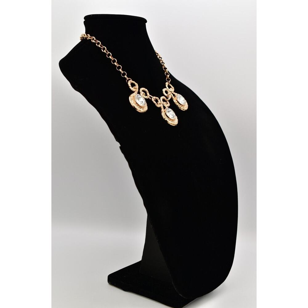 Statement Collar Necklace Rhinestone Crystal Gold… - image 3